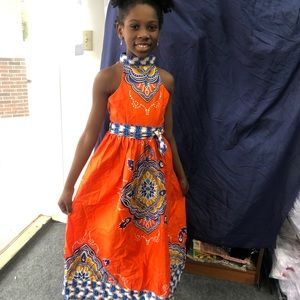 African Ankara kids/girls long dress